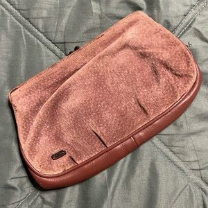 PHILLIPPE Milk Chocolate Brown Suede Kisslock Leather Wallet